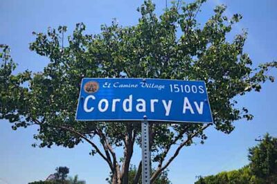 Cordary Ave street sign in El Camino Village Lawndale CA